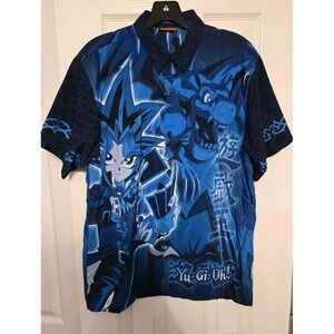 Vintage Yu-Gi-Oh Button Up Vintage Shirt Mens Large Short Sleeve Hawaiian Style